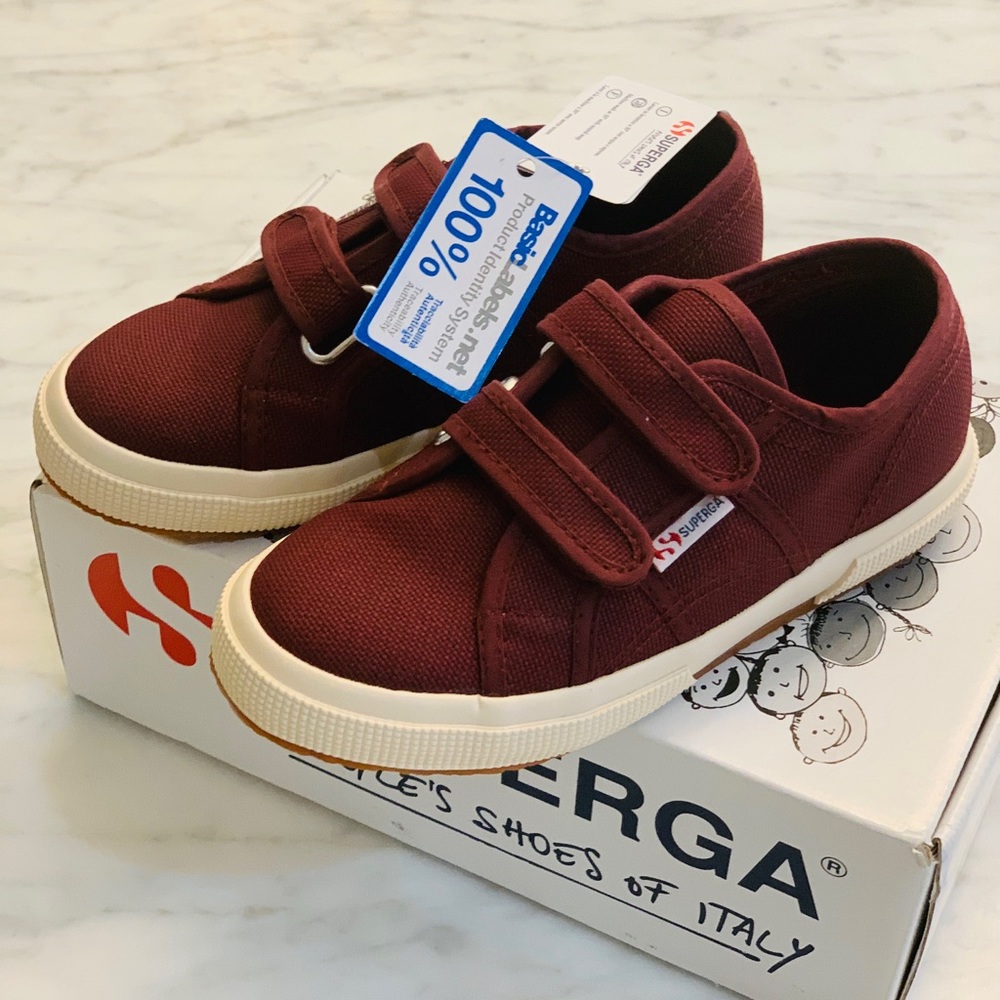 Boys Superga Cotjastrap Burgandy size 1 NIB